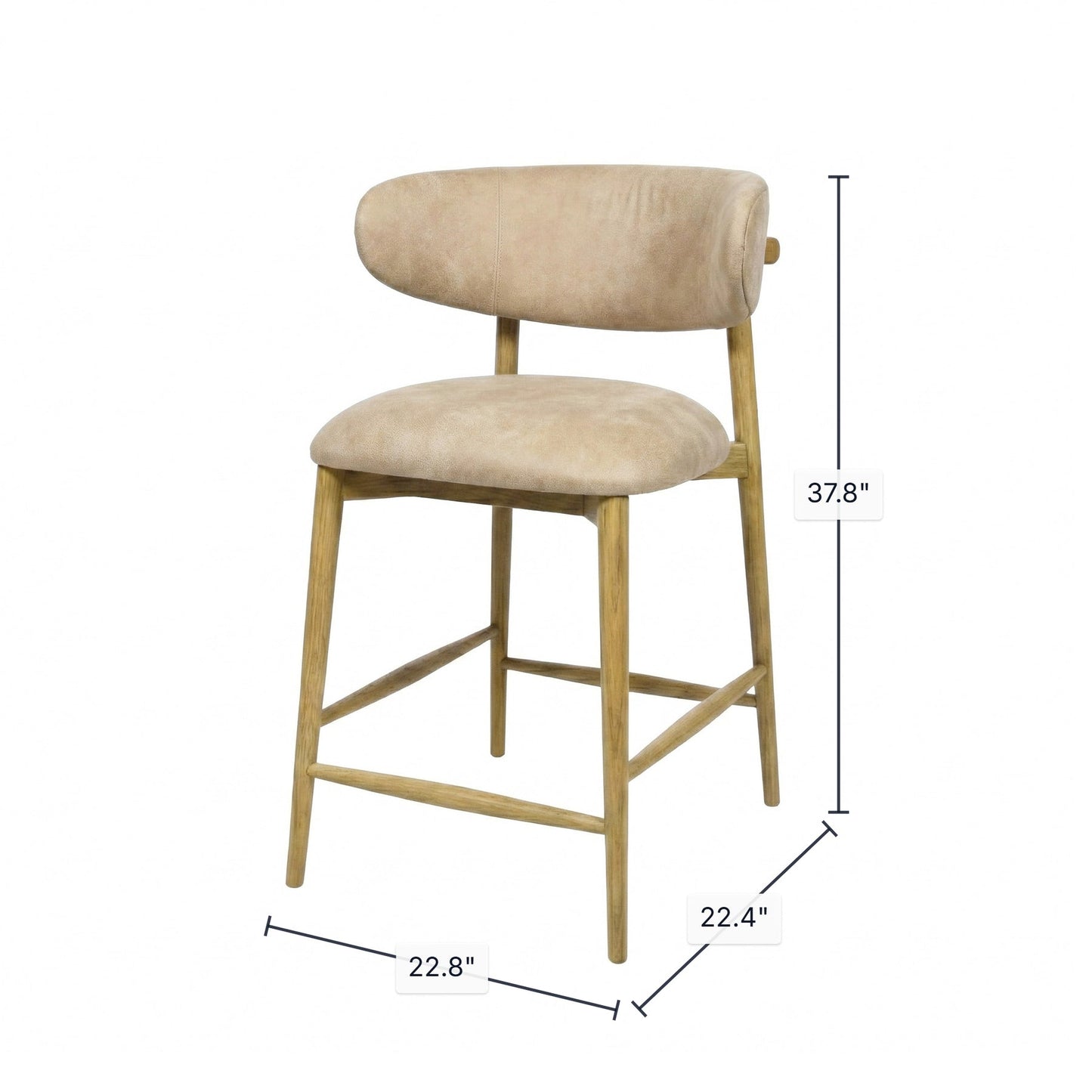 Milo Counter Stool - 100% Top Grain Italian Leather - Natural - Homestead Furniture - All Rights Reserved