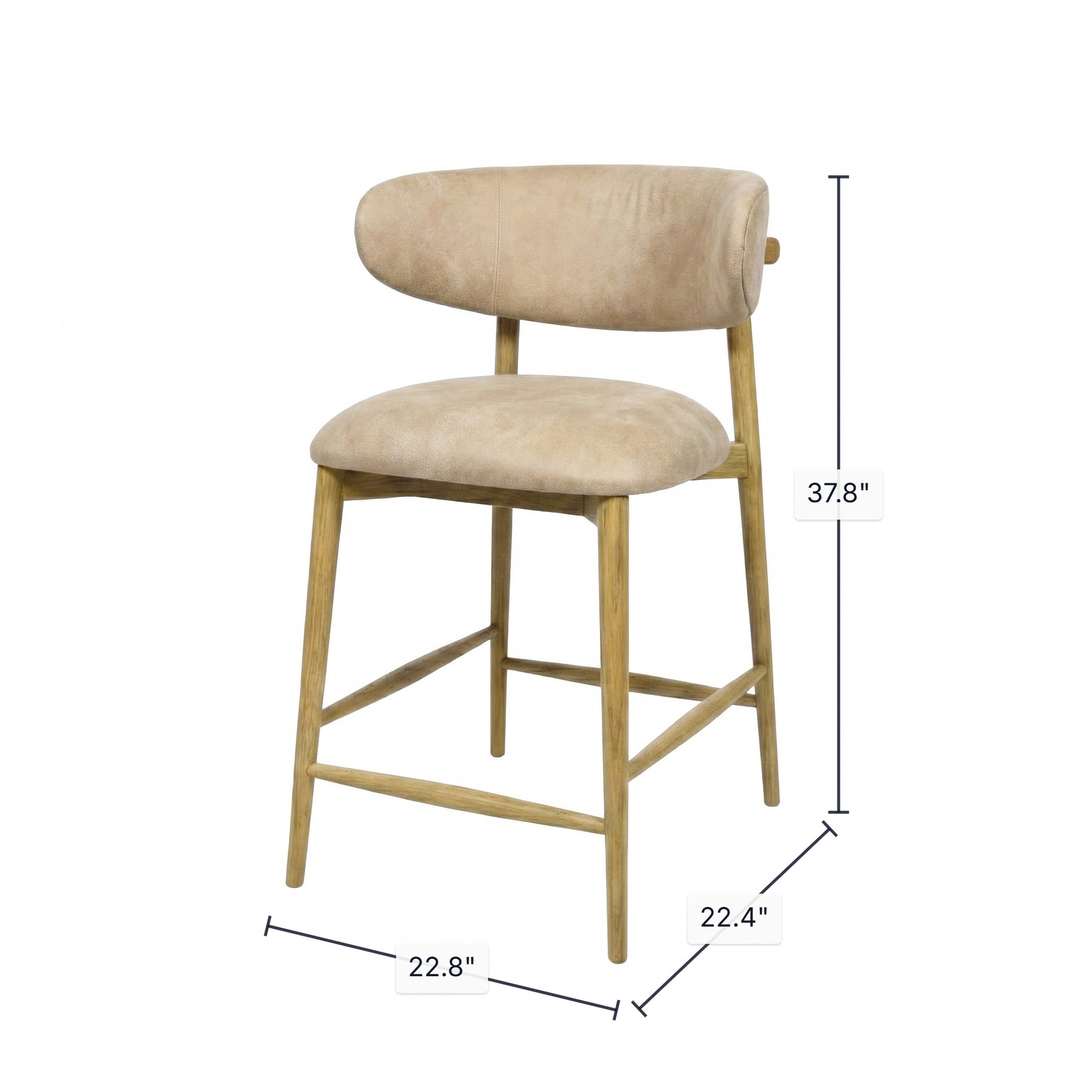 Milo Counter Stool - 100% Top Grain Italian Leather - Natural - Homestead Furniture - All Rights Reserved