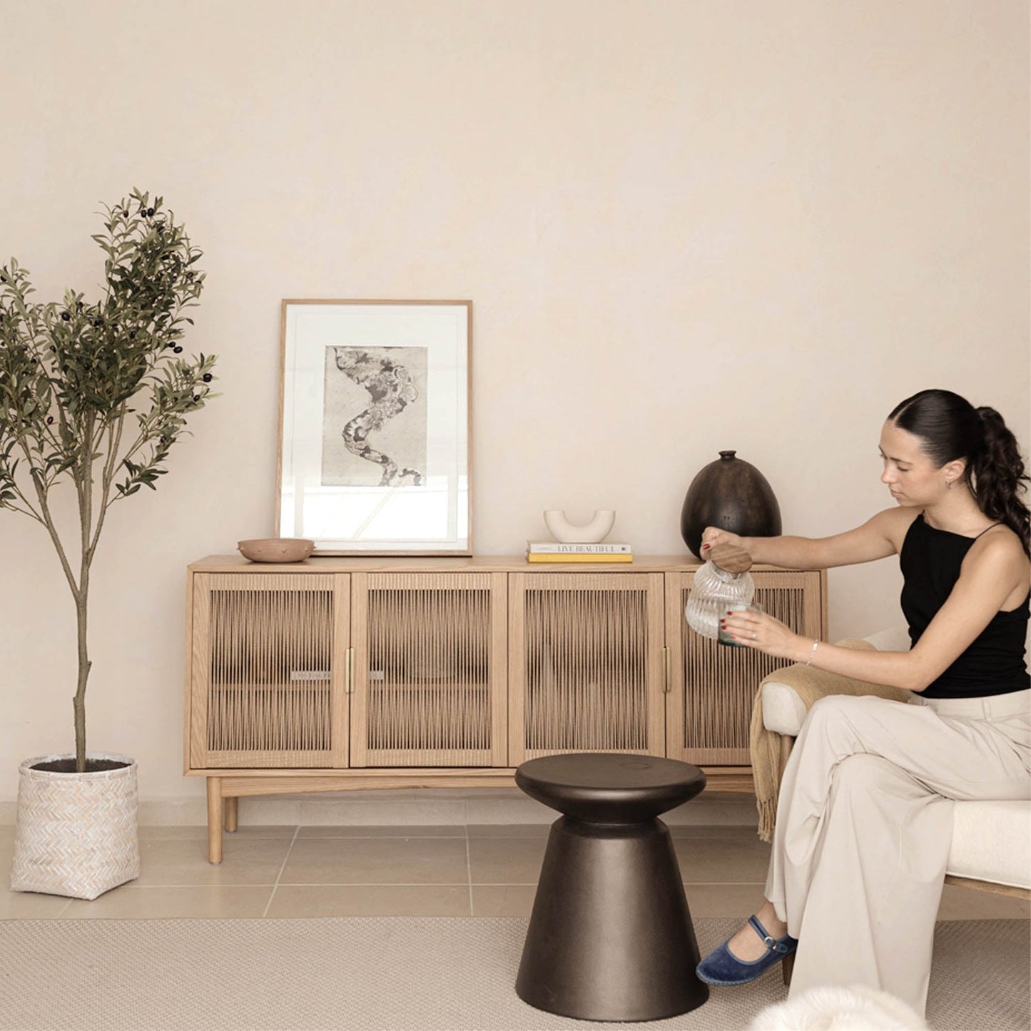 Concrete Mineral Side Table / Stool - Bronze