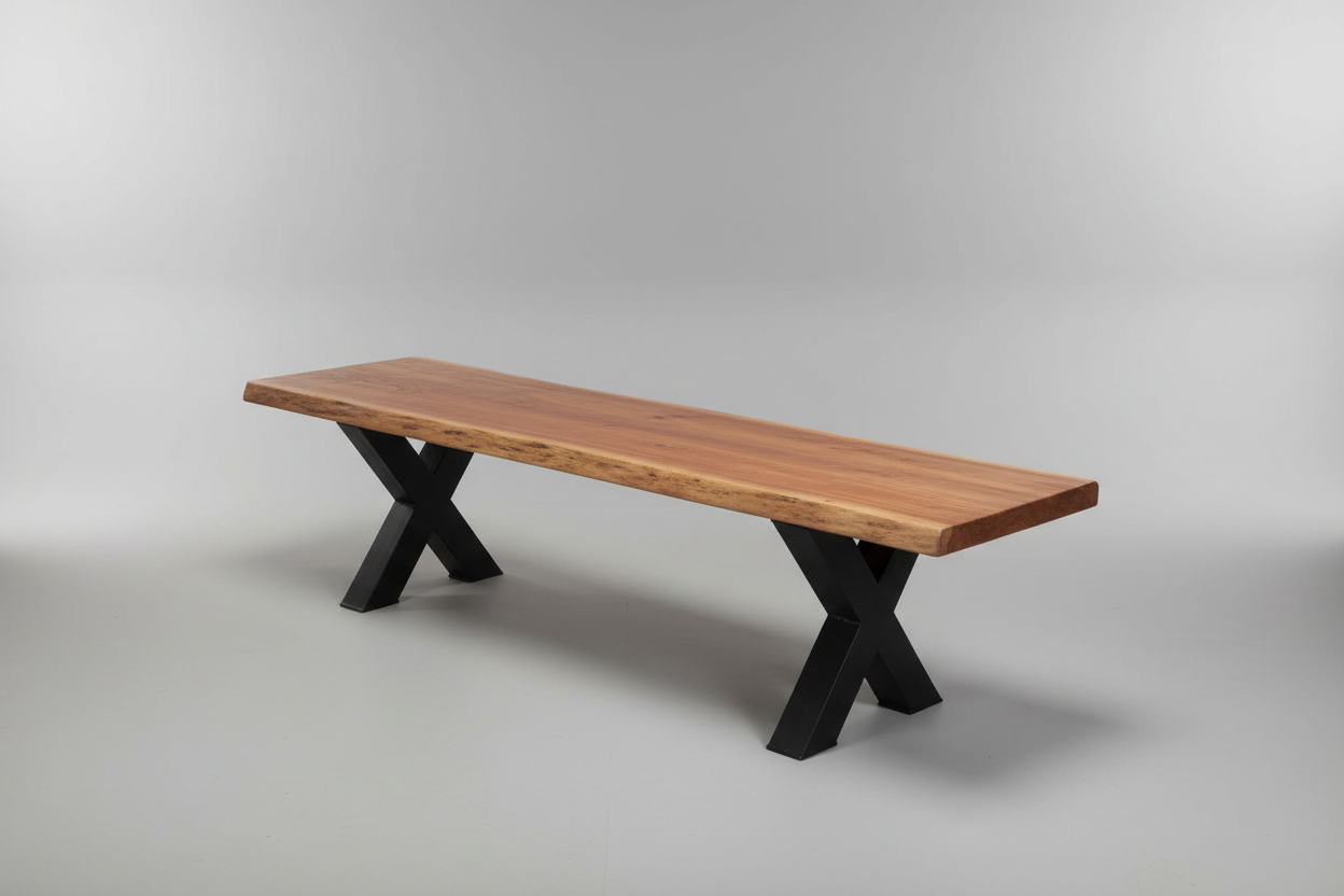 Calcutta Live Edge Benches - X Base - 3 Sizes - 2.2" Thick Tops