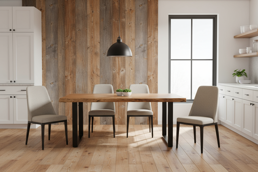 Calcutta Live Edge Dining Tables - U Bases - 2 Sizes - 2 Stains - 35mm Tops