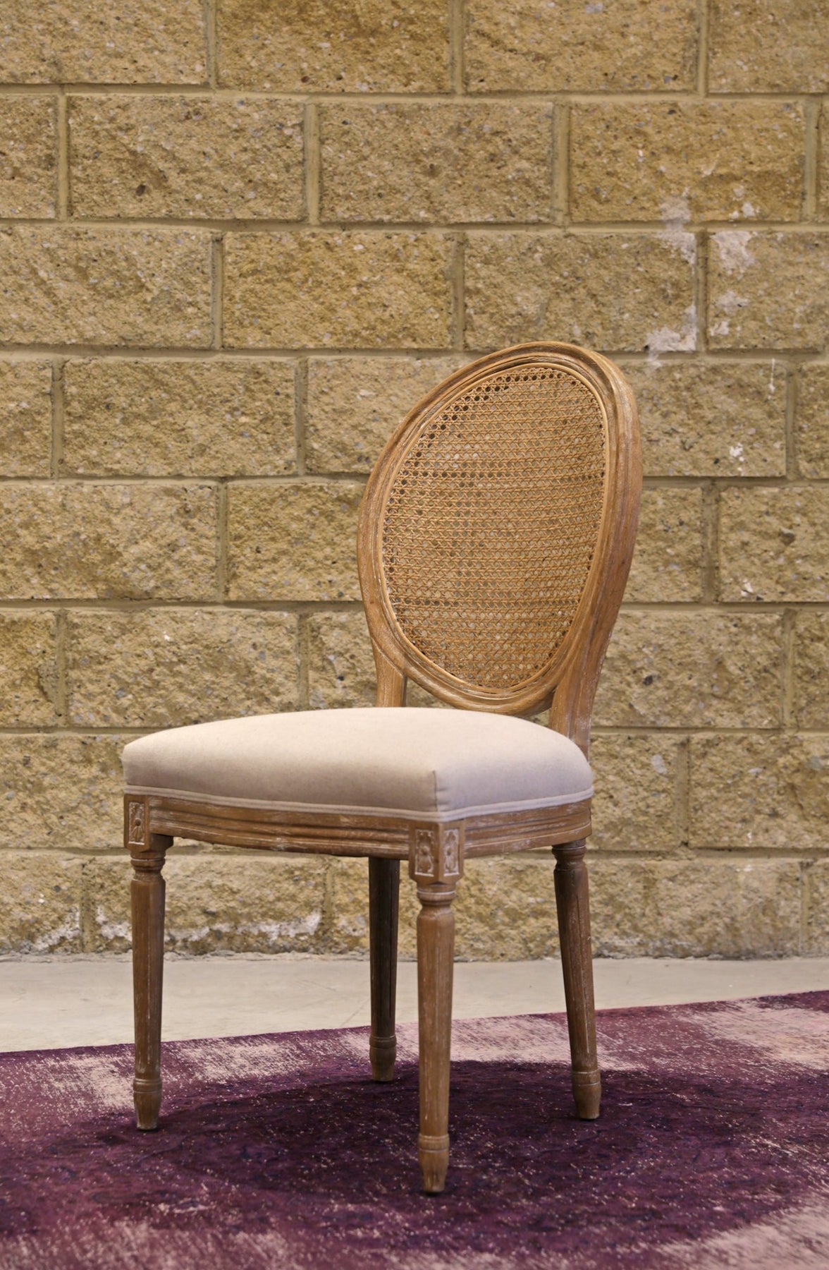 Napoleon Chair w/ Cane Back - Antique Linen