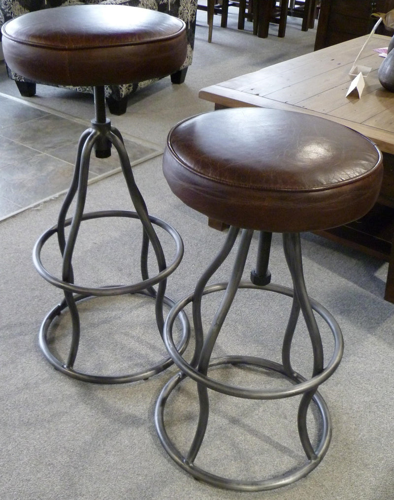 Bowie Bar Stool - Vintage Brown Leather - 2003-2018 Homestead Furniture All Rights Reserved