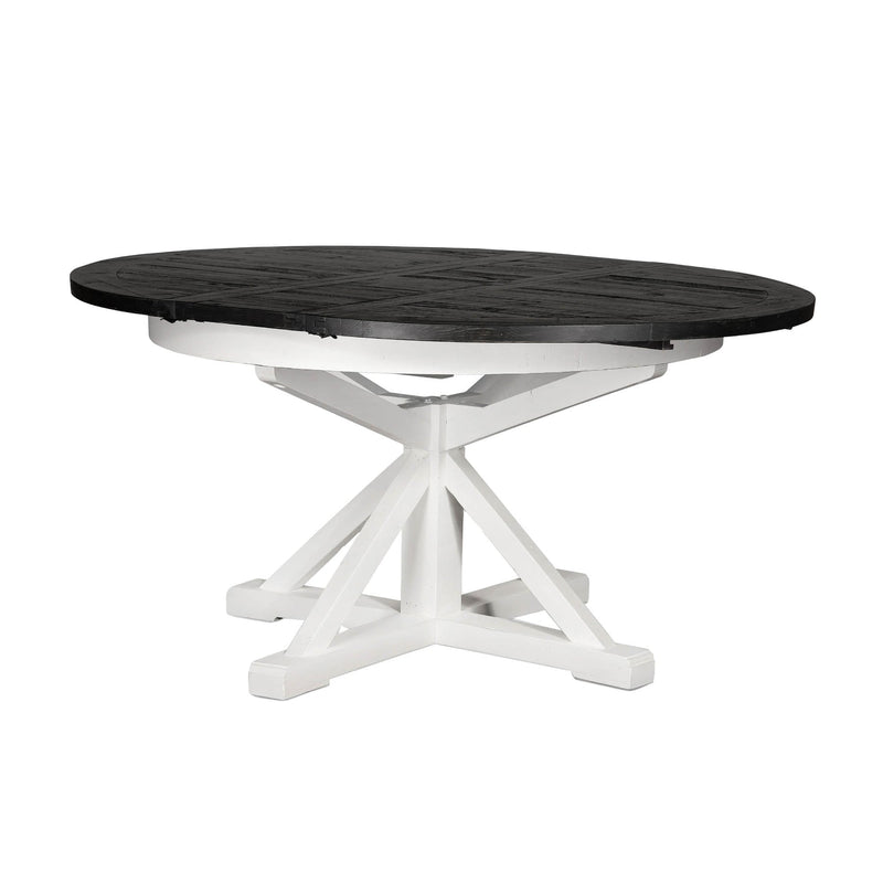 Irish Coast Round Extension Dining Table > with Butterfly Leaf - Ink/Limestone