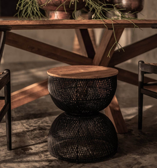 D-Bodhi Wave Side Table / Stool - Black