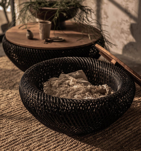 Wave Coffee Table with Storage - Black