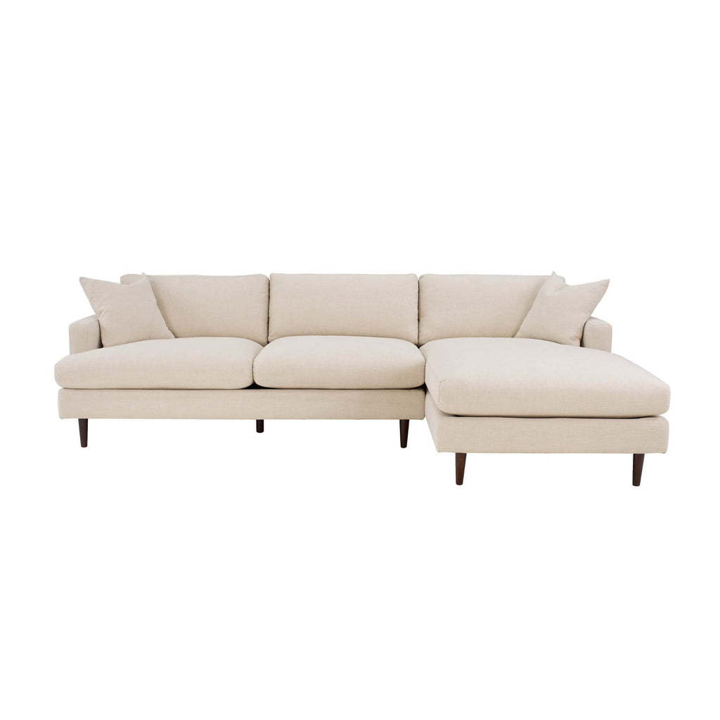 Martha Sectional with Right Side Chaise - Feather Soft - Beach Alabaster
