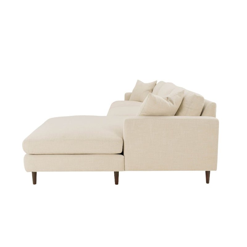 Martha Sectional with Right Side Chaise - Feather Soft - Beach Alabaster