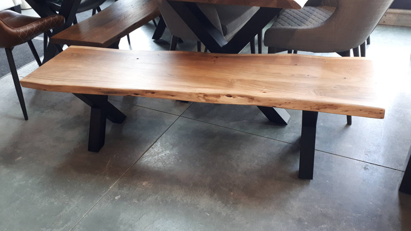 Calcutta Live Edge Benches - Natural - X Base - 35mm Thick Tops