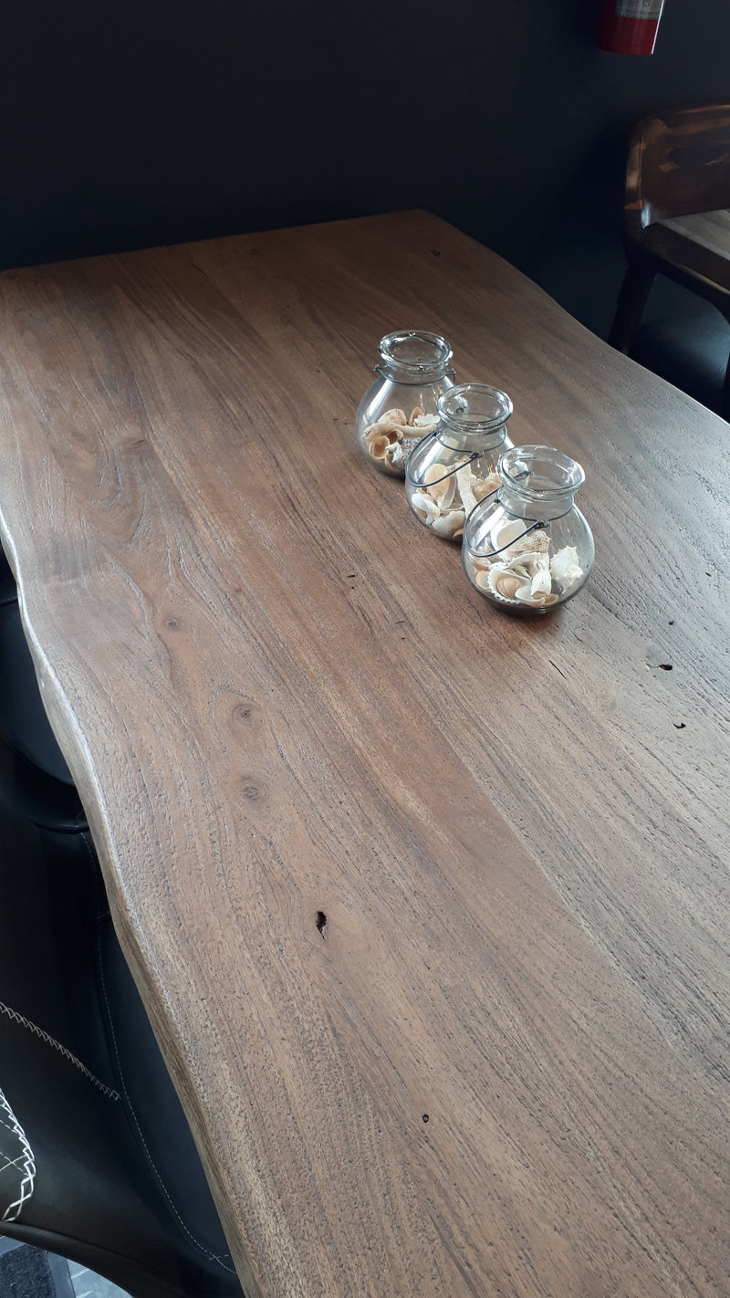 Calcutta Live Edge Dining Tables - X Bases - 2 Sizes - 2 Stains - 35mm Tops