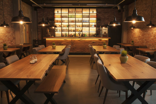 Calcutta Live Edge Dining Tables - X Bases - 2 Sizes - 2 Stains - 35mm Tops - Homestead Furniture - All Rights Reserved